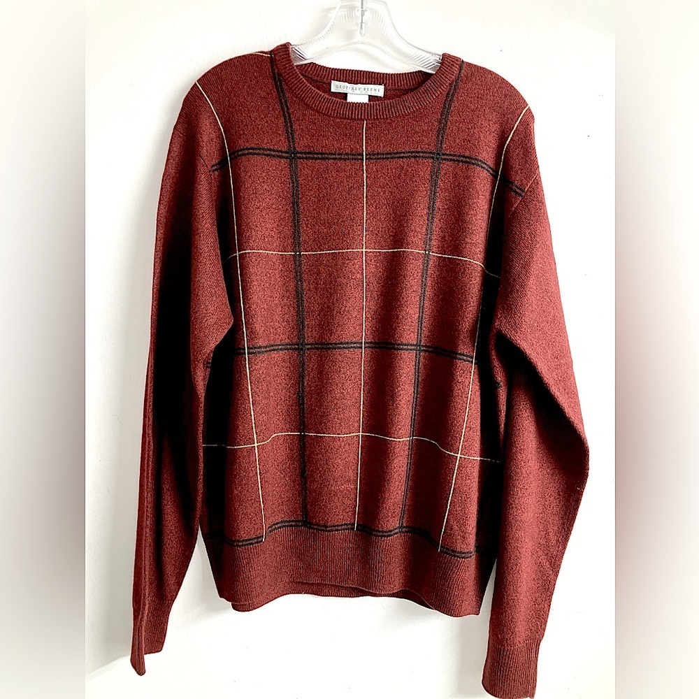 Geoffrey Beene Men’s Classic Pullover Sweater, Medium, Rust/Tan/Black